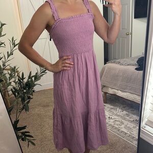 NEW GAP Purple Smocked Tiered Midi Sundress